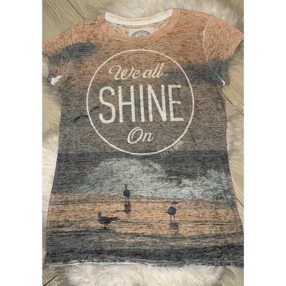 Life Is Good Fitted We All Shine On Top Tee Shirt T-Shirt Birds Womens M Medium - Picture 2 of 5